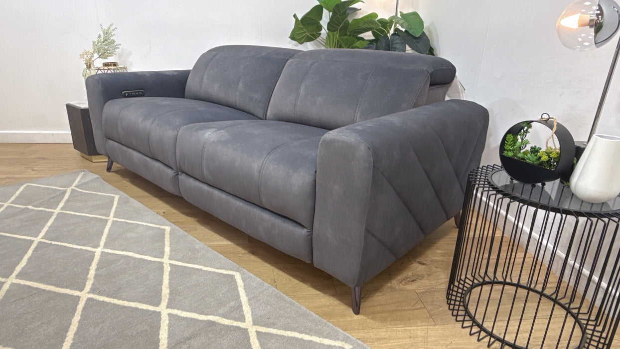 Sofology Allure Fabric 2.5 Seater Power Recliner/Headrest Lumbar Support in Lifestyle Flecked Charcoal