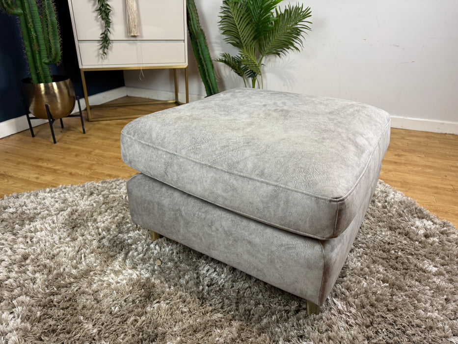 The Hackney Footstool Lifestyle Dapple Fabric Stone All over Memory Foam - WA2