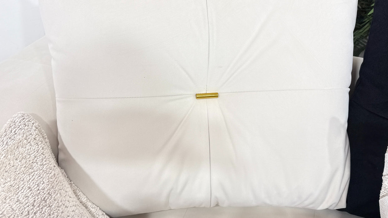 Sofology Oscar Fabric 3 Seater Gold Trim in Super Matt Velvet Ecru Mix