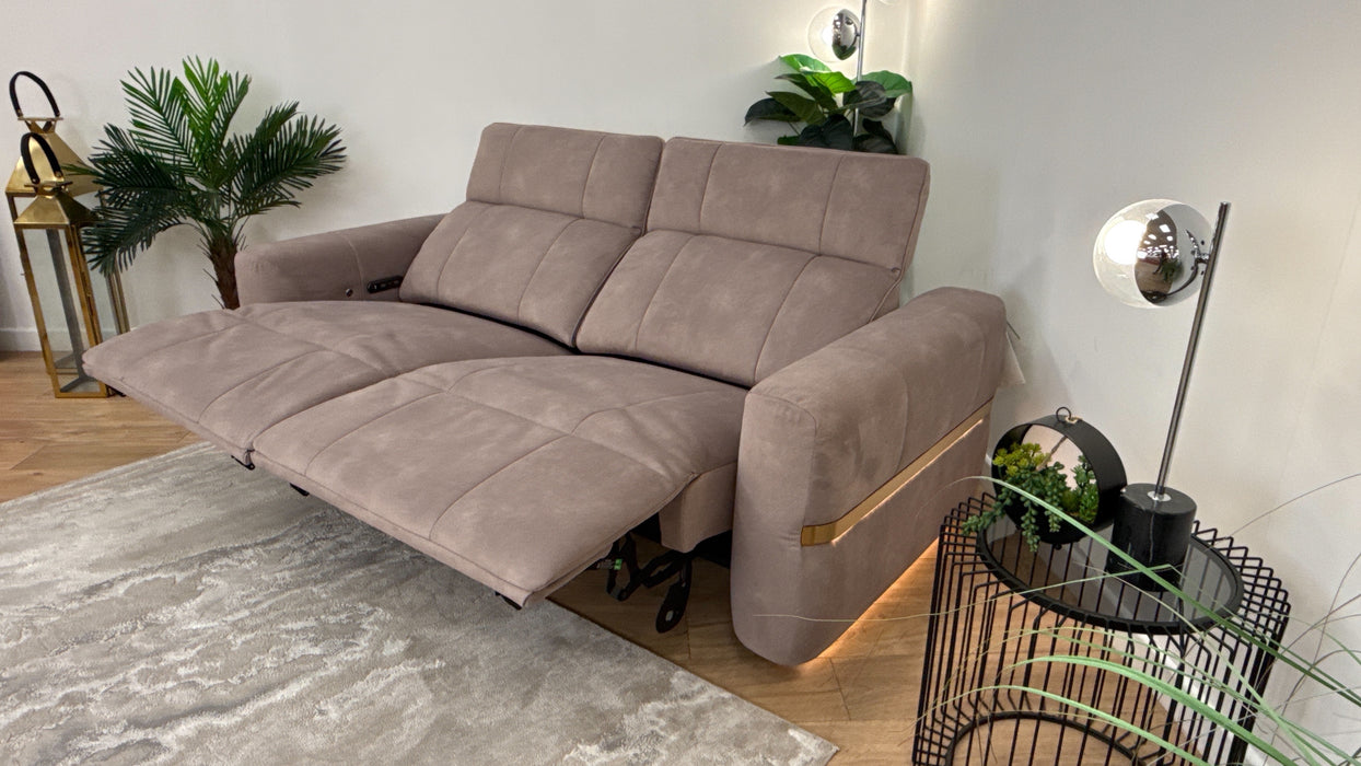 Sofology Lumiere Fabric 2.5 Seater Power Recliner/Headrest Heated Seat in Lifestyle Flecked Nutmeg