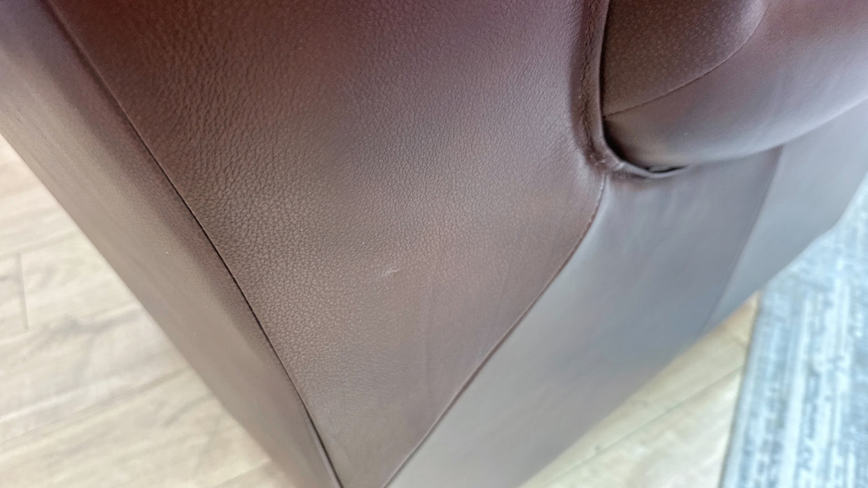 Sofology Darcy Leather Accent Wing Chair with Studs in Trusty Supersoft Sheen Chestnut