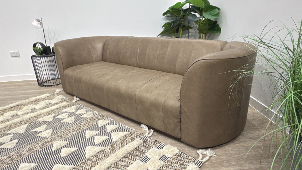 Sofology 4 Seater Leather Sofa in Relaxed Natural