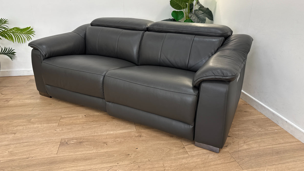 Sofology The Carrera 2.5 Seater Recliner Sofa in Trusty Embossed Leather Charcoal