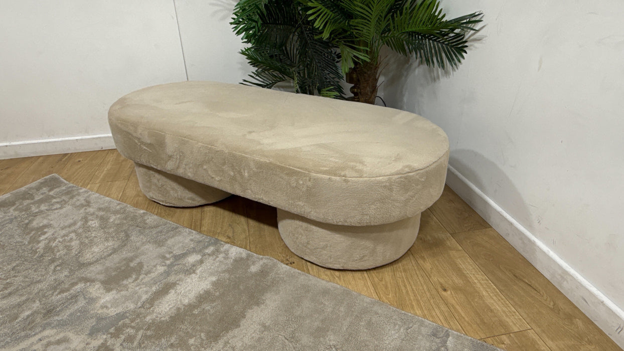 Sofology Chamonix Designer Footstool in Soft Short Pile Faux Fur Natural Mix