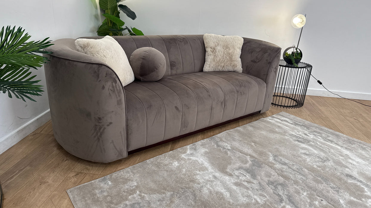 Sofology The Fitzrovia 3 Seater Fabric Sofa in Matt Velvet Mole Mix With Trim