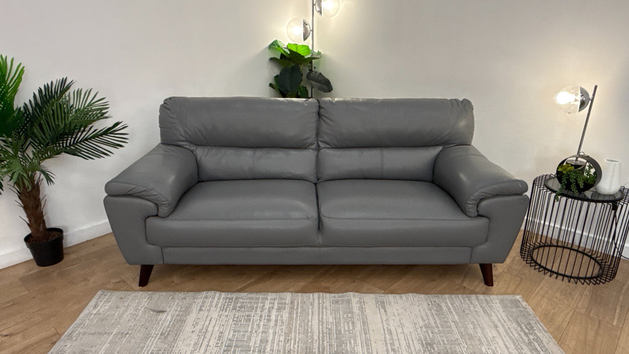 DFS Danbury Leather 3 Seater in Fossil Grey