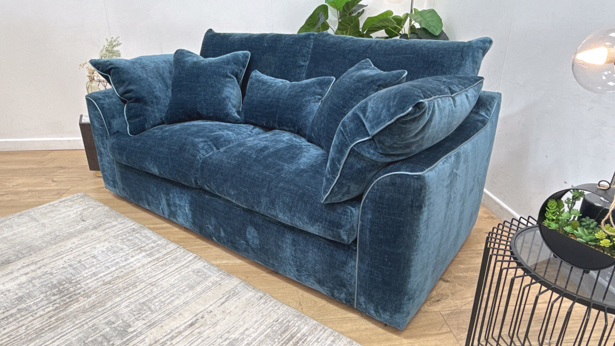 Sofology Georgio Fabric 3 Seater Sofa Bed Feather Flex Interior in Luxe Chenille Teal Mix