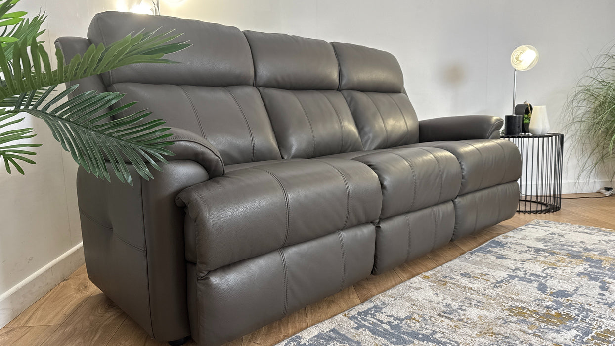 Sofology Gracie Leather 3 Seater in Railings Grey