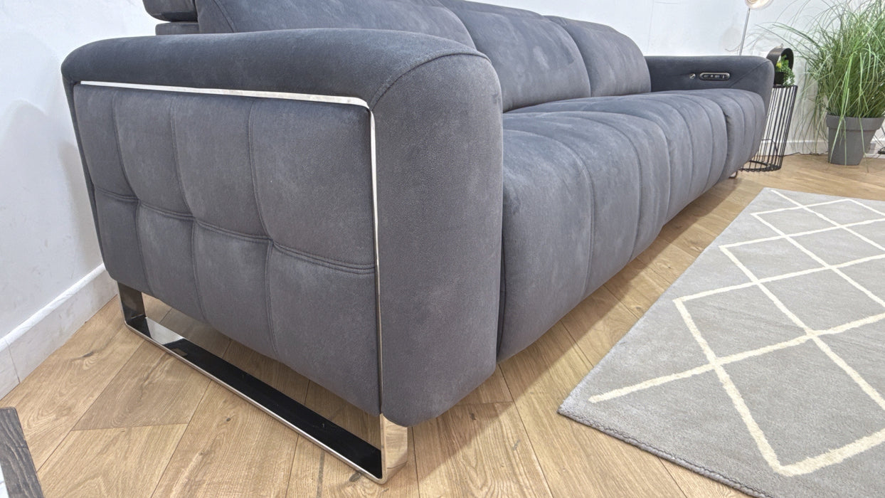 Sofology Marvella Fabric 4 Seater Split Power Recliner/Headrest Heated Seats in Lifestyle Flecked Charcoal