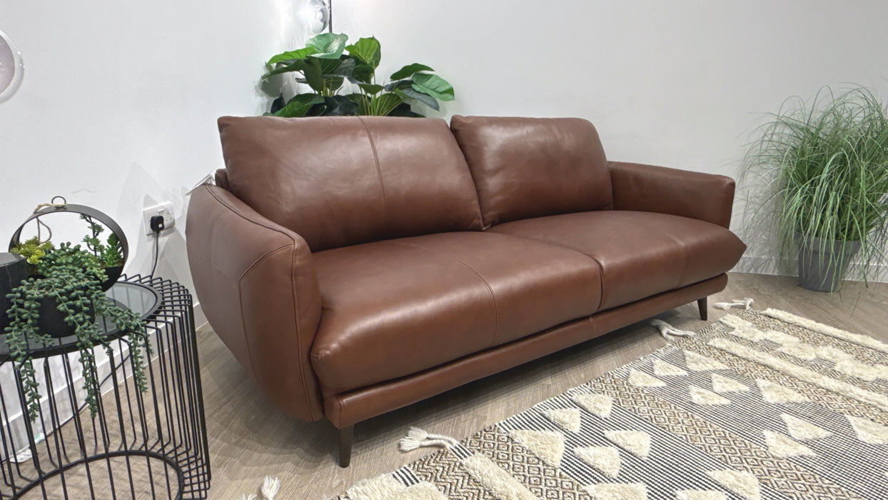 Sofology Adler Leather 3 Seater in Relaxed Soft Brown