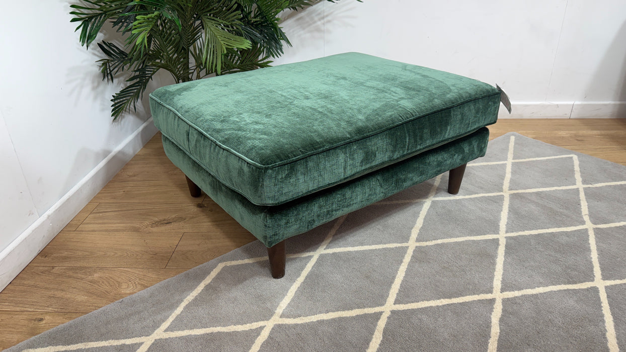 Sofology Cricket Fabric Combi Footstool in Luxe Chenille Forest Green