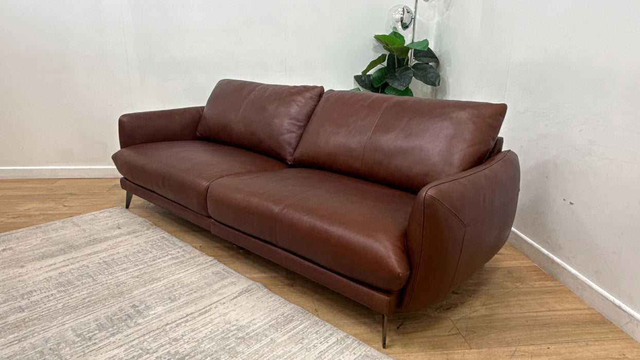 Sofology Adler Leather 4 Seater Split in Relaxed Soft Brown