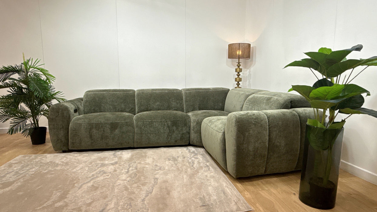 Sofology Solace 3 Corner 1.5 Power Recliner/Headrest in Forest Green