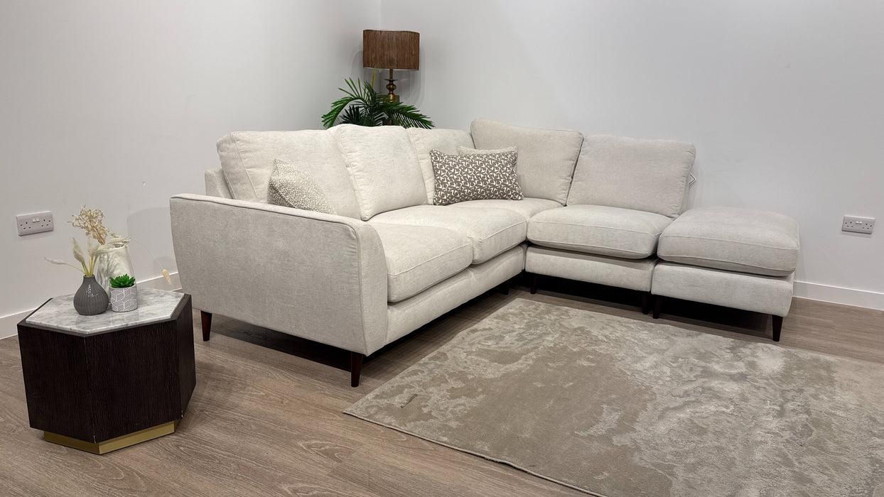 Sofology Hackney Fabric 2 Corner 1 Chaise Sprung Seats in Linen Look Chenille Mist Mix