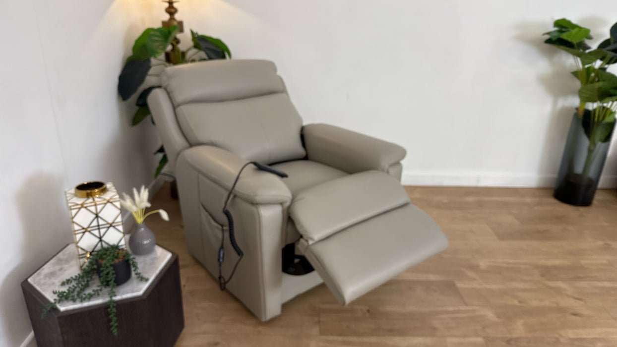 Sofology Parker Leather Chair Rise & Recline in Trusty Sheen Lead Grey