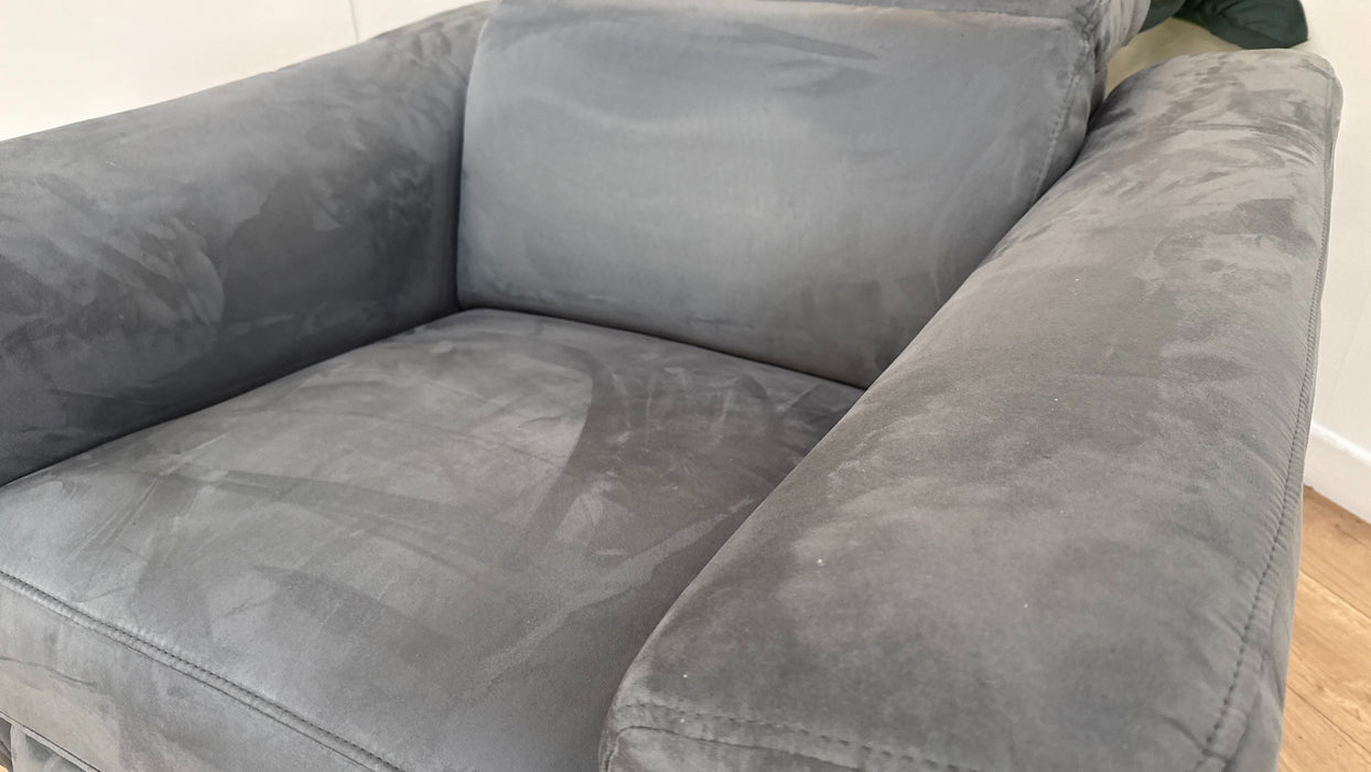 Sofology Ezra Fabric Chair Power Recliner/Headrest Heated Seat in Lifestyle Plush Lead Grey