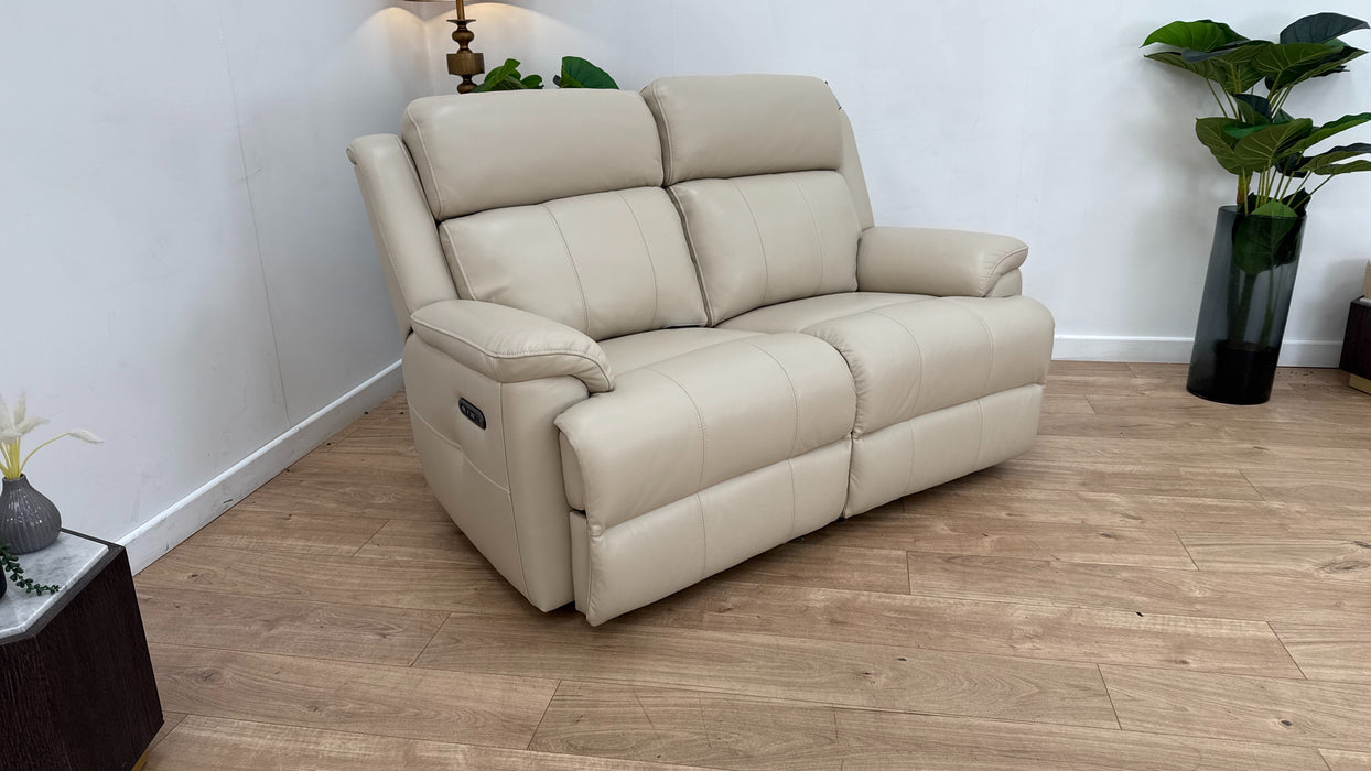 Sofology Gracie Leather 2 Seater Power Recliner/Headrest in Trusty Sheen Bone China
