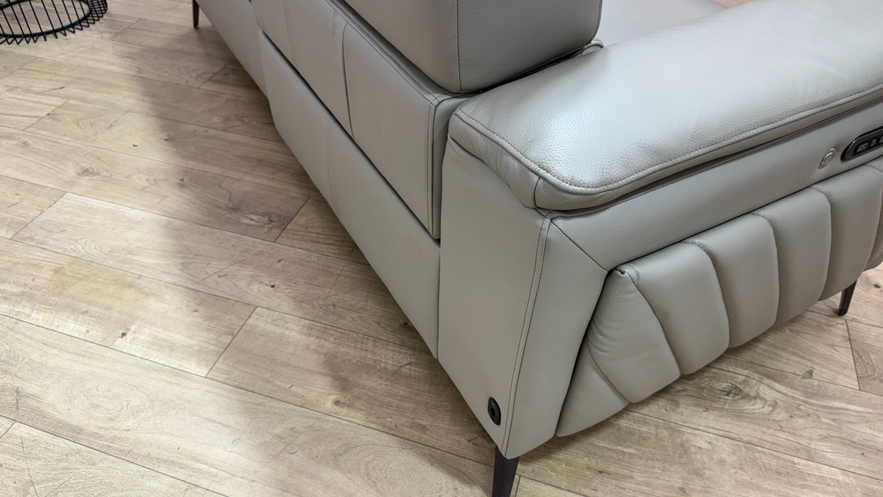 Sofology Fratelli Leather 2.5 Seater Power Recliner/Headrest in Trusty Embossed Stone