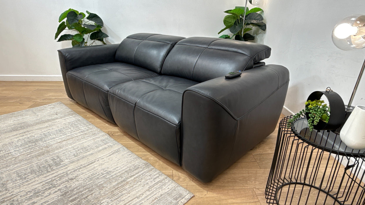 Sofology Riviera Leather 3 Seater Motion Chaise in Trusty Embossed Navy