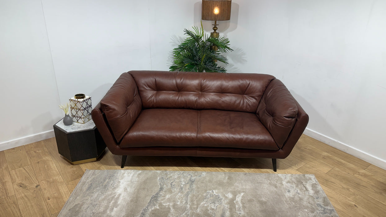 Sofology Hygge Leather 3 Seater in Relaxed Soft Brown