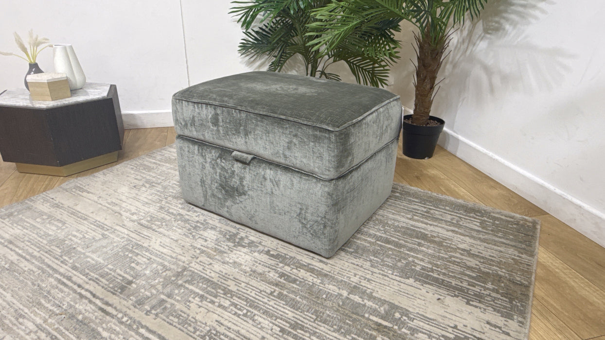 Sofology Georgio Fabric Storage Footstool with Extra Flex Interior in Luxe Chenille Alpine Green