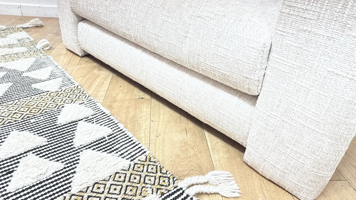 Sofology Cove Fabric Loveseat Light Wood Panel in Artisan Chenille Ecru Mix
