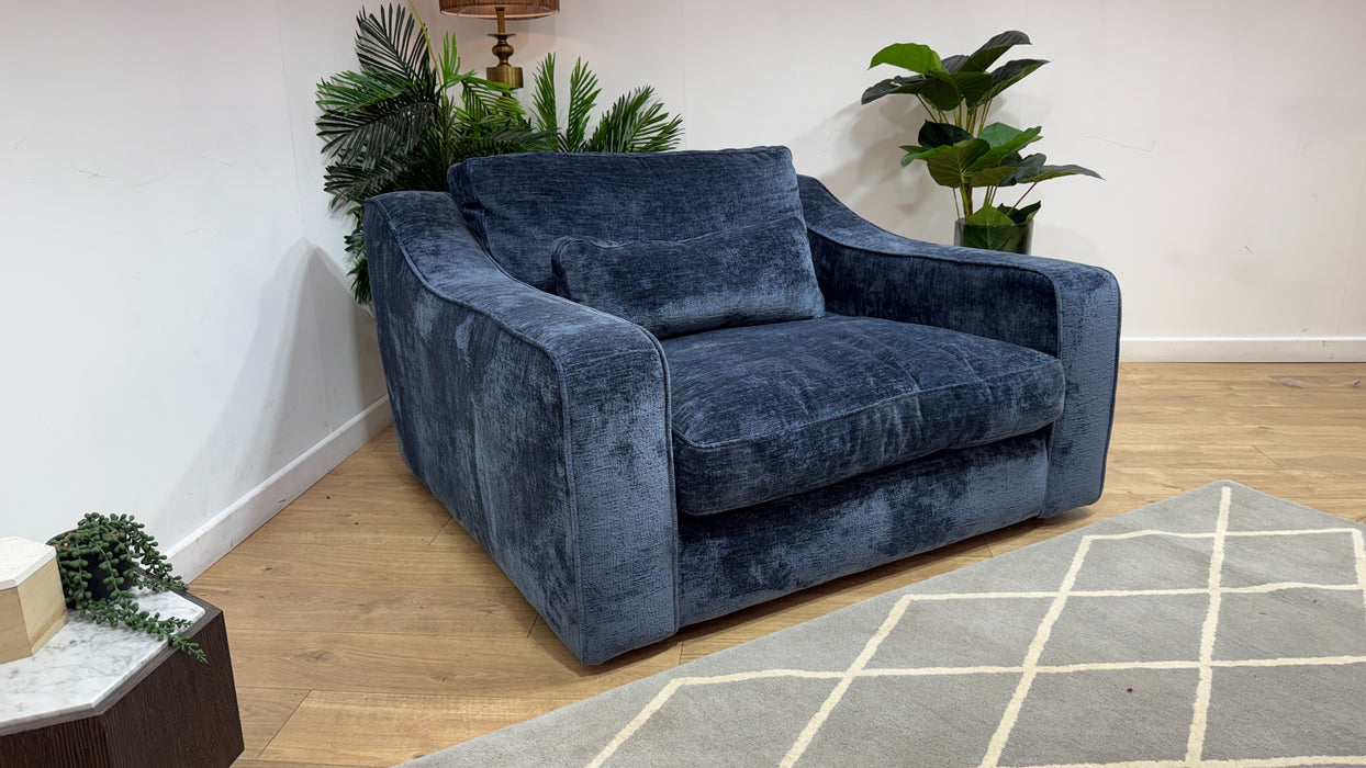 Sofology Bellagio Fabric Loveseat Reversible Feather Flex Seats in Chunky Luxe Chenille Ink Mix