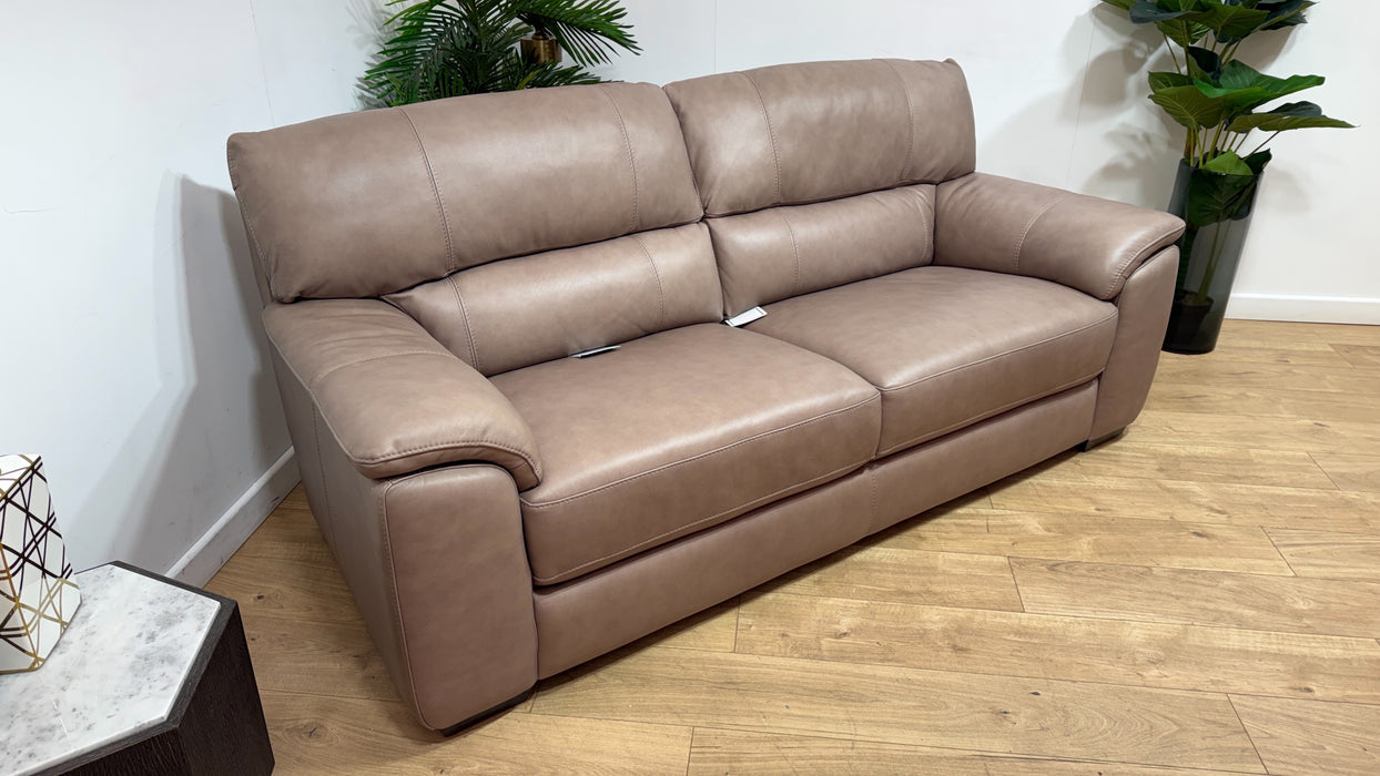 Sofology Santina Leather 3 Seater in Relaxed Soft Stone