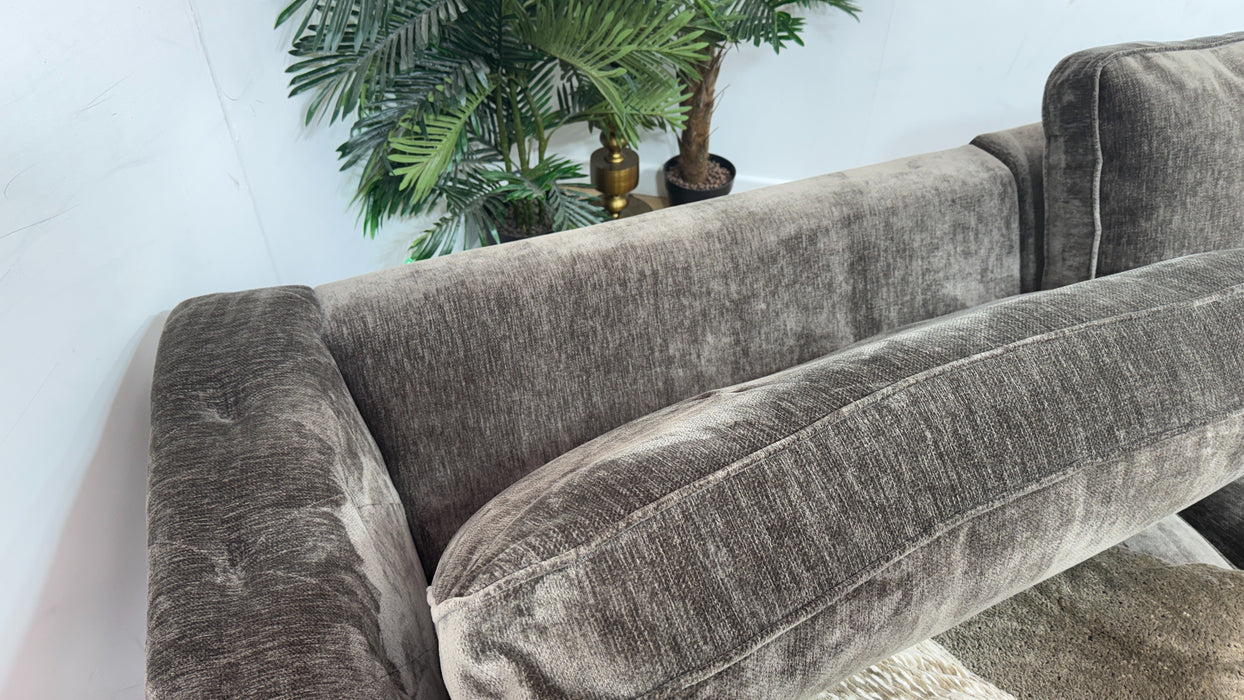 Sofology Valentina Fabric 4 Seater Split Foam/Fibre Seats Full Back in Luxury Deep Pile Chenille Mole Mix