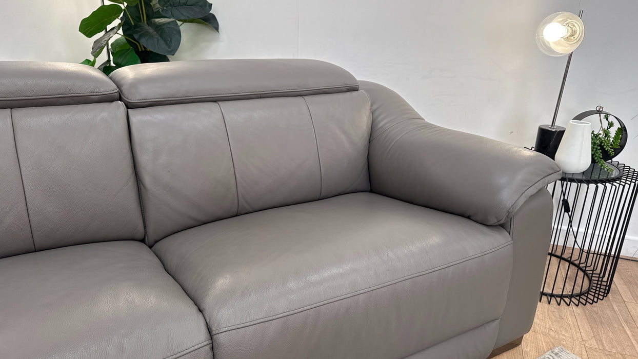 Sofology Carrera Leather 2.5 Seater Power Recliner/Headrest in Trusty Embossed Elephant