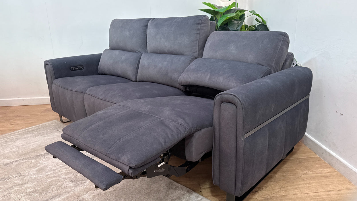 Sofology Ravello Fabric 3 Seater Power Recliner/Headrest Lumbar Support in Lifestyle Flecked Charcoal