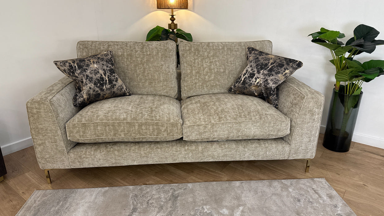 Sofology Rococo Fabric 3 Seater Full Back Foam Seats in Rococo Chunky Chenille Gold Mix