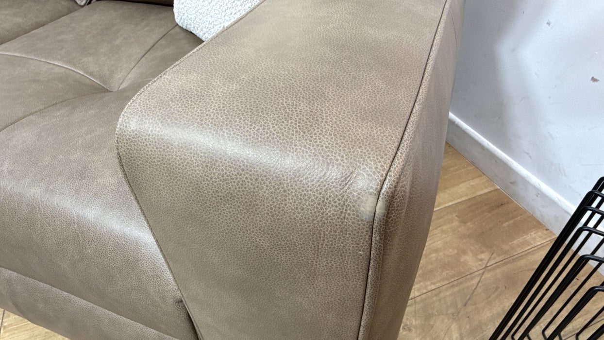Sofology Artisan Leather 3 Seater in Relaxed Natural Grain Taupe/Natural Mix