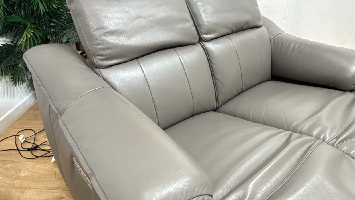 Sofology Carrera Leather 2 Seater Power Recliner/Headrest in Trusty Embossed Elephant