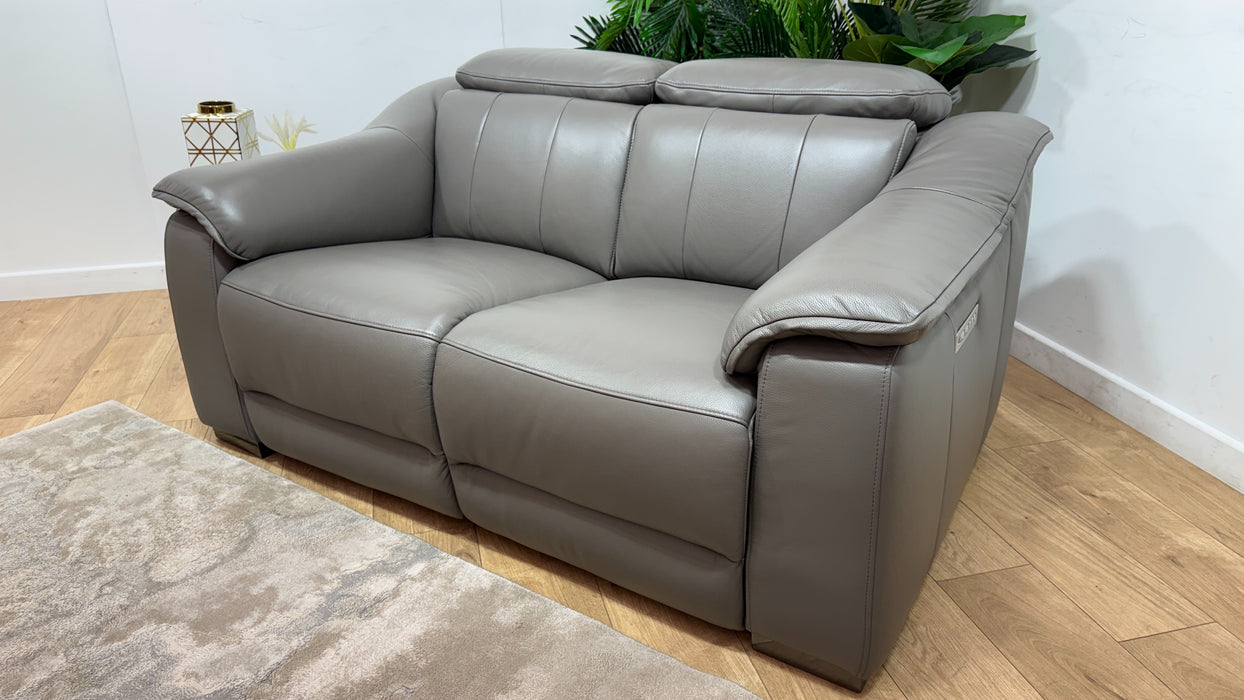 Sofology Carrera Leather 2 Seater Power Recliner/Headrest in Trusty Embossed Elephant