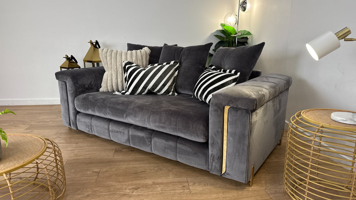 Sofology The Oscar 2 Seater Fabric Sofa in Fine Textured Chenille Grey Mix