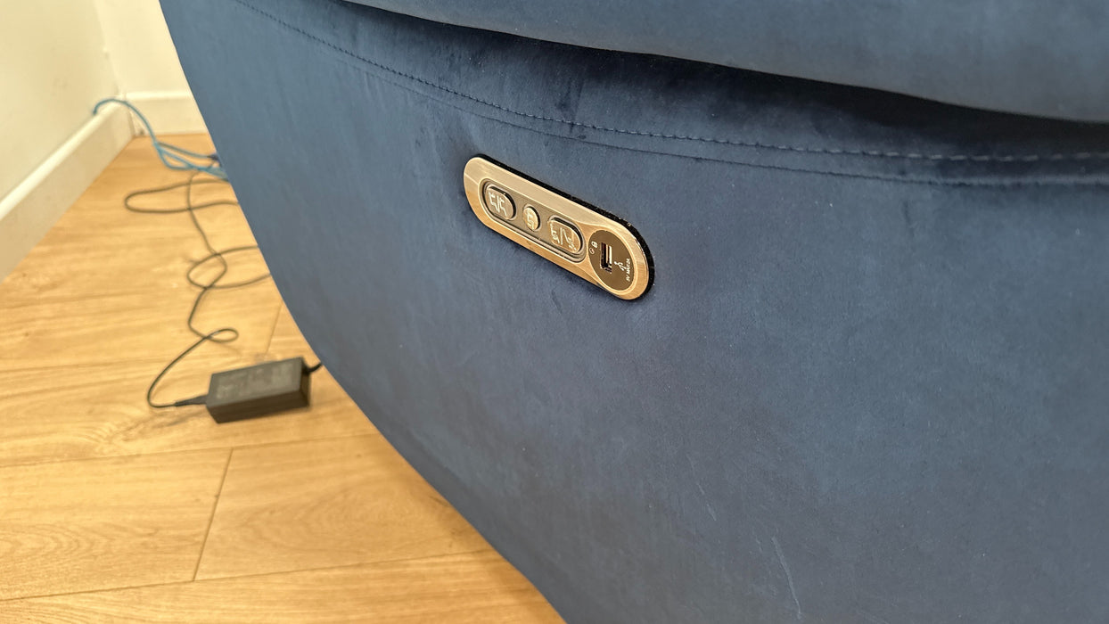 Sofology Parker Fabric Chair Power Recliner/Headrest in Heritage Velvet Royal