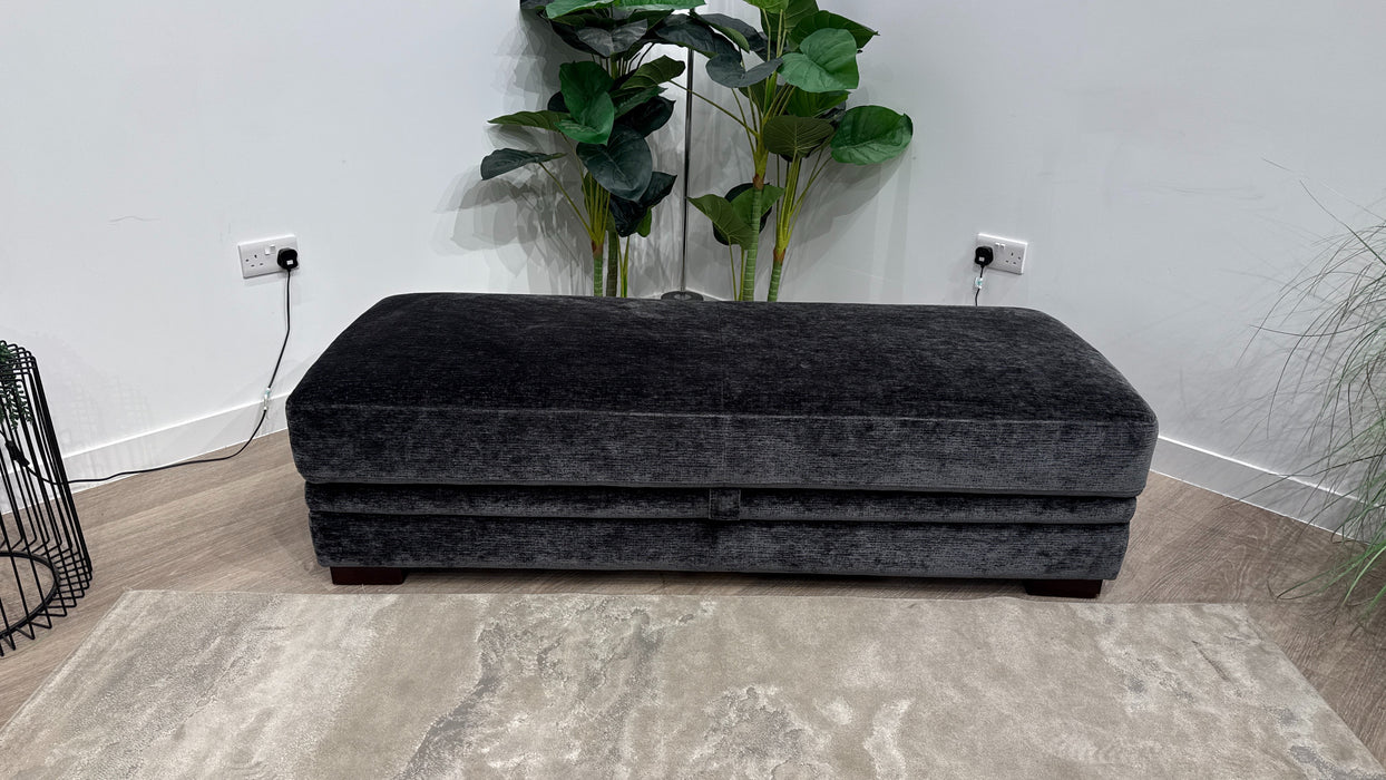 Sofology Sample Obsidian Fabric Bench Footstool in Luxury Textured Chenille Anthracite