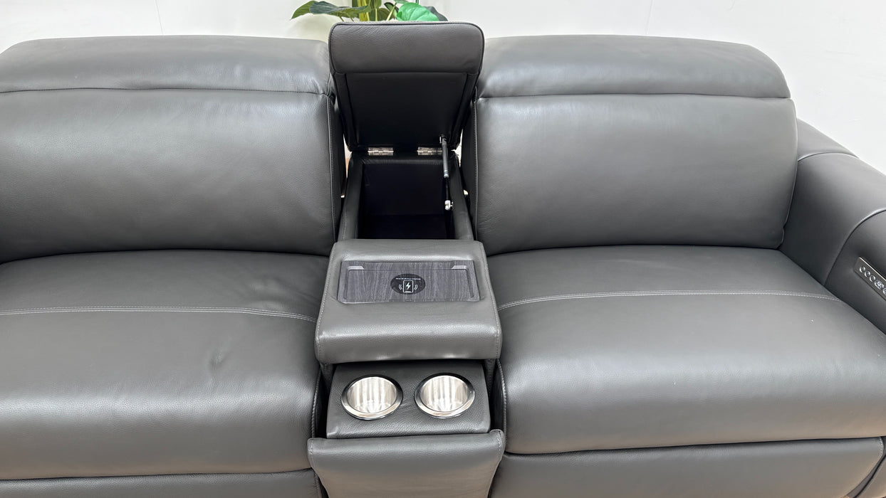 Sofology The Kingsbridge 2.5 Seater Leather Recliner Sofa in Trusty Embossed Charcoal