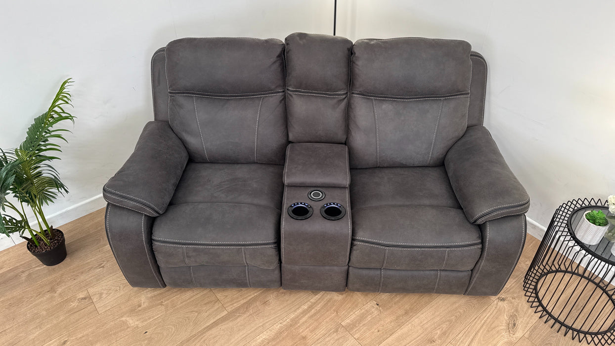 Vinson 2 Seater - Fabric Power Reclining Sofa + Smart Console - Graphite