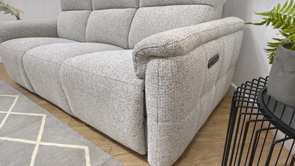 Sofology Ripley Fabric 3 Seater Power Recliner/Headrest Lumbar Support in Woven Textured Monochrome