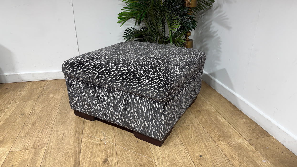 Sofology Valentina Fabric Square Designer Footstool in Design Fabric Slate