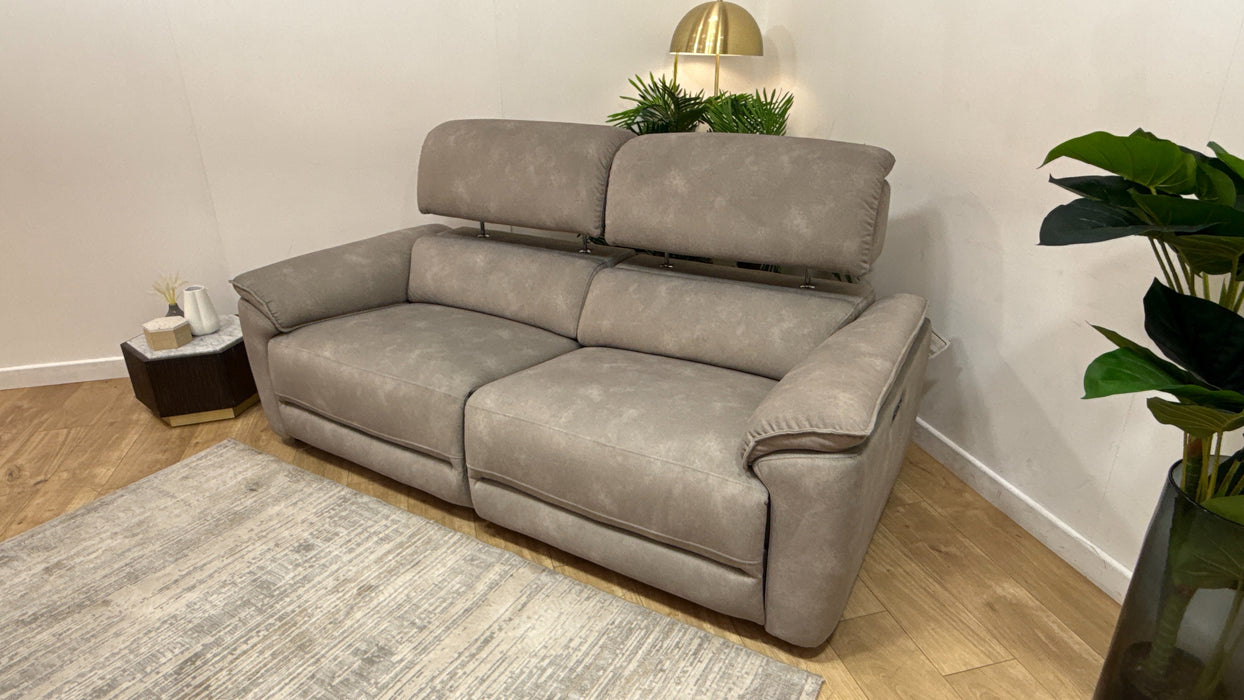 Sofology Hugo Fabric 2.5 Seater Power Recliner/Headrest in Lifestyle Flecked Stone