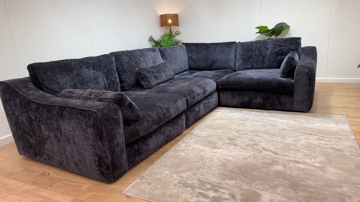 Sofology Bellagio Fabric 1 Corner 3 Reversible Feather Flex Interior in Chunky Luxe Chenille Ink Mix