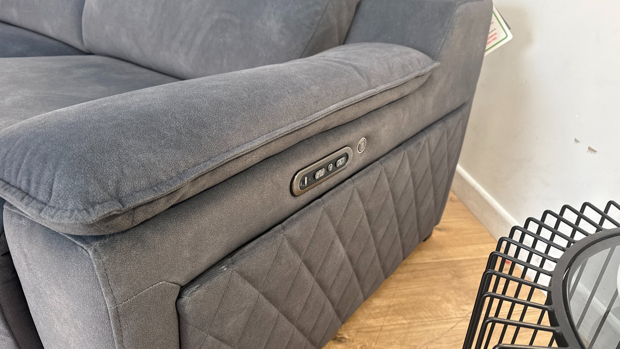 Sofology Benz Fabric 3 Seater Power Recliner/Headrest Heated Seat in Lifestyle Flecked Charcoal