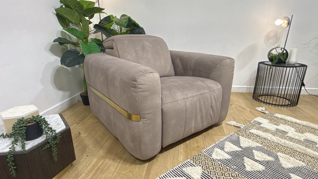 Sofology Lumiere Fabric Chair Power Recliner/Headrest in Lifestyle Flecked Nutmeg