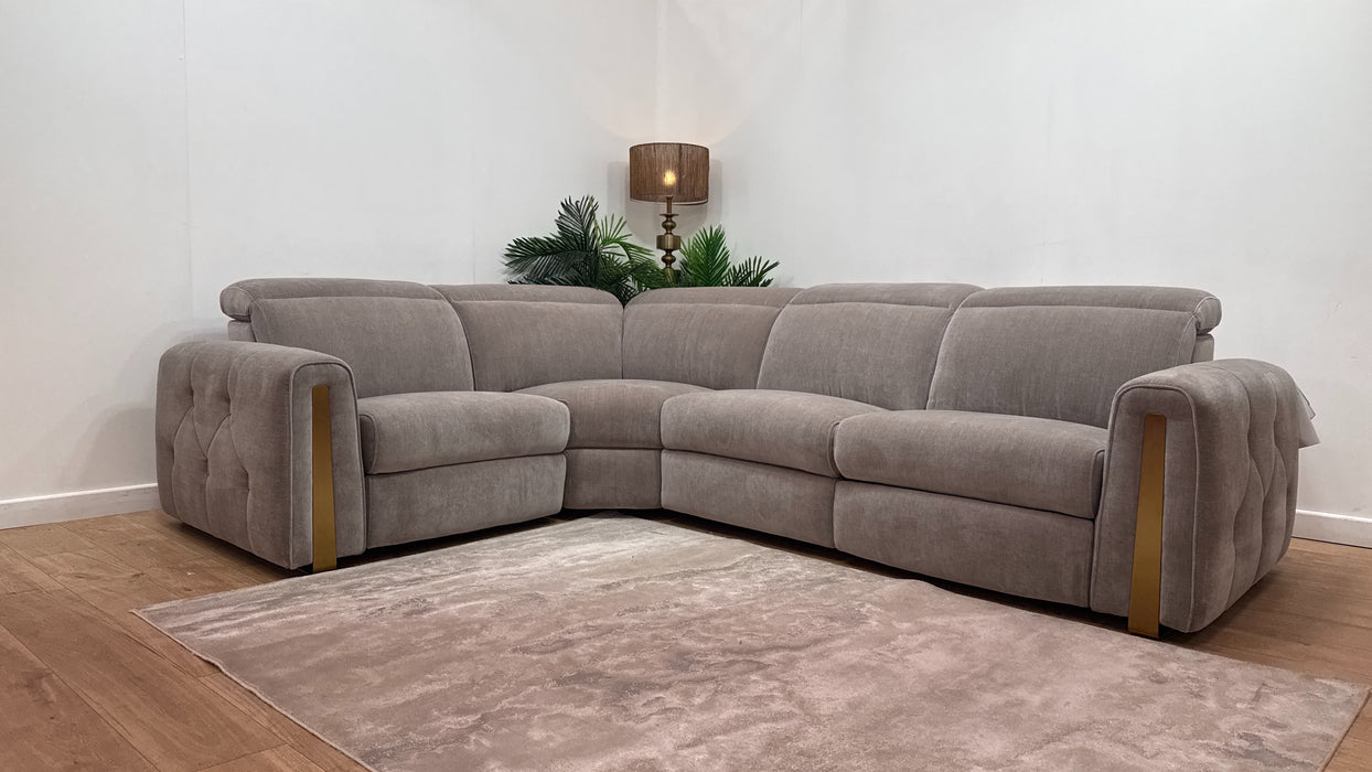 Sofology Kingsbridge Fabric 1.5 Corner 3 Power Recliner/Headrest in Relaxed Chenille Nutmeg