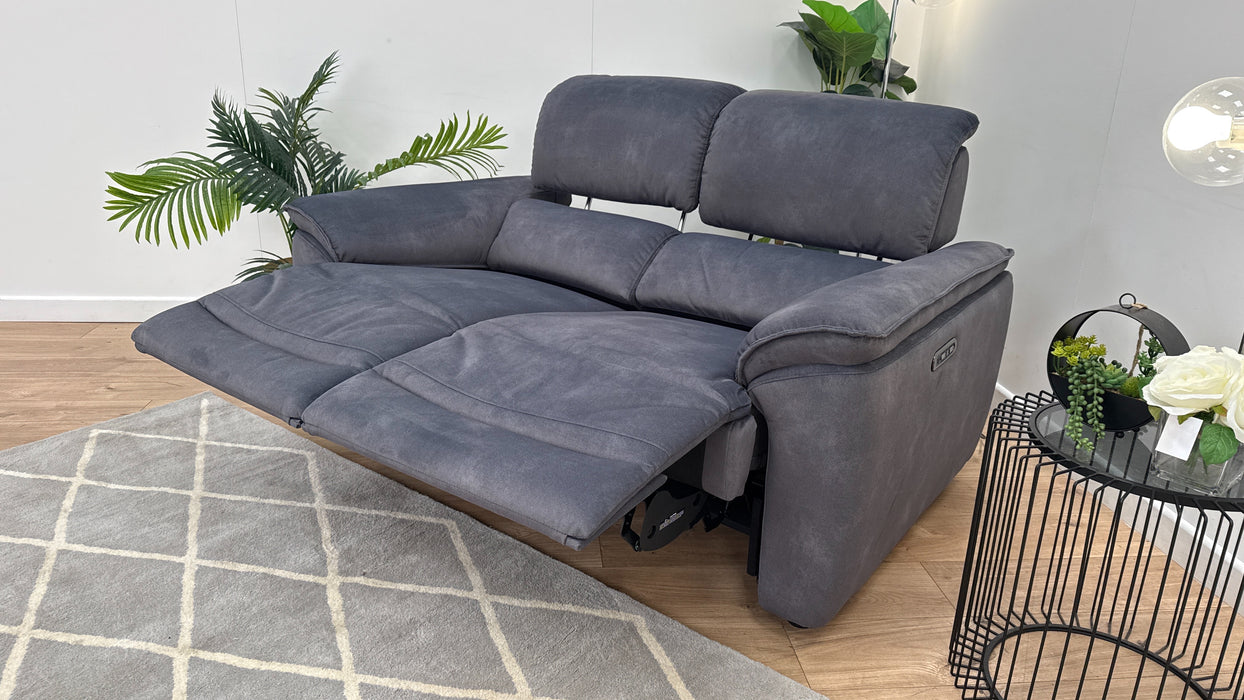 Sofology The Hugo 2 Seater Fabric Recliner Sofa in Lifestyle Flecked Fabric Charcoal