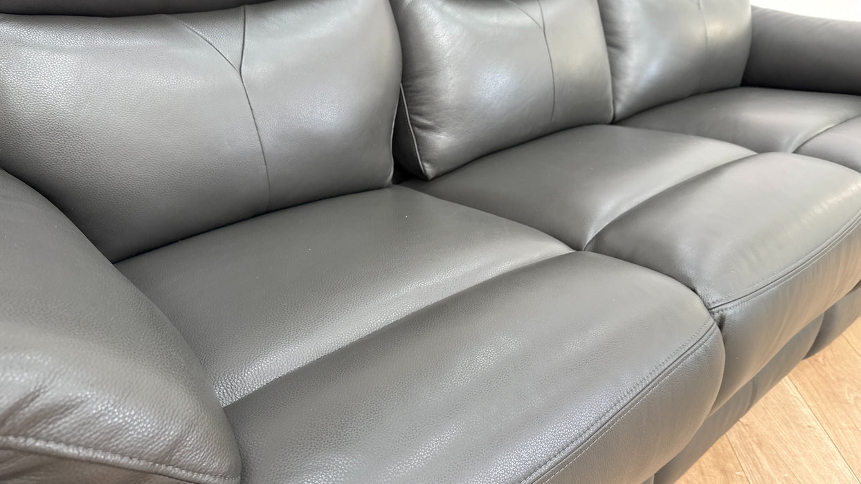 Sofology Albion Leather 3 Seater Manual Recliner in Trusty Sheen Charcoal