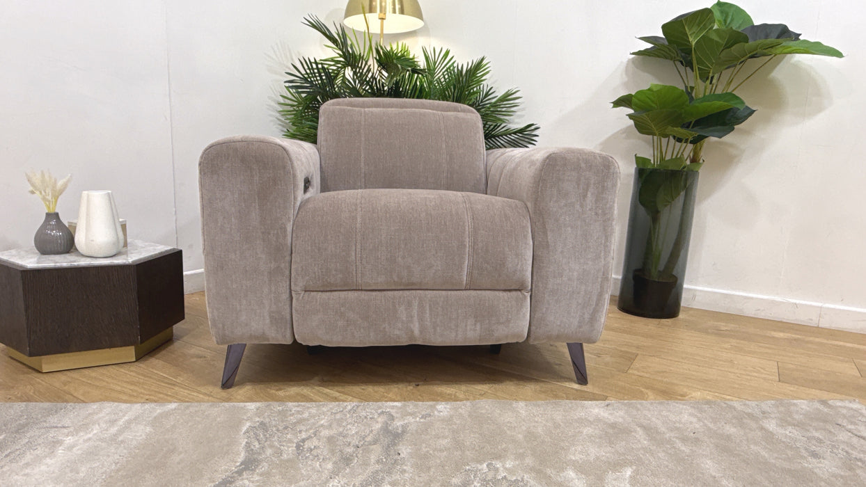 Sofology Allure Fabric Chair Power Recliner/Headrest in Relaxed Chenille Nutmeg